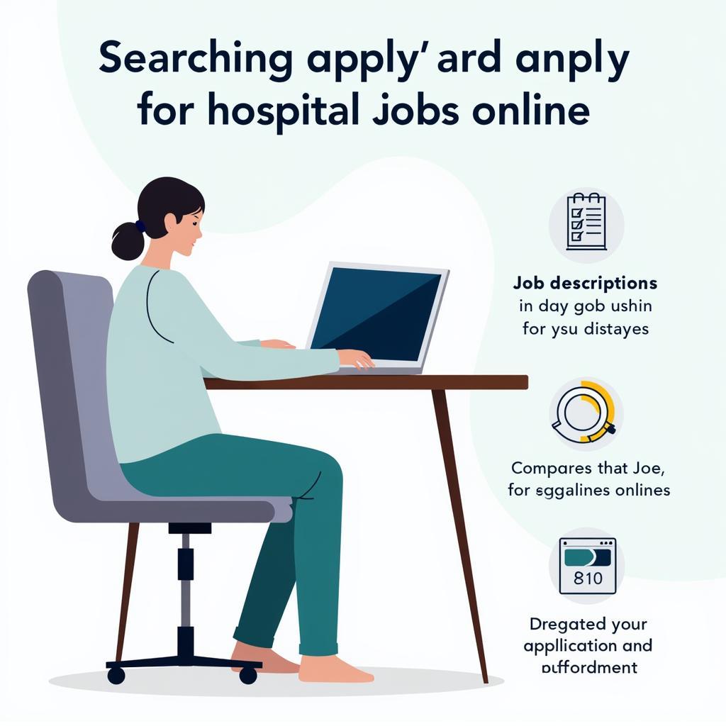 Job seeker researching hospital jobs online