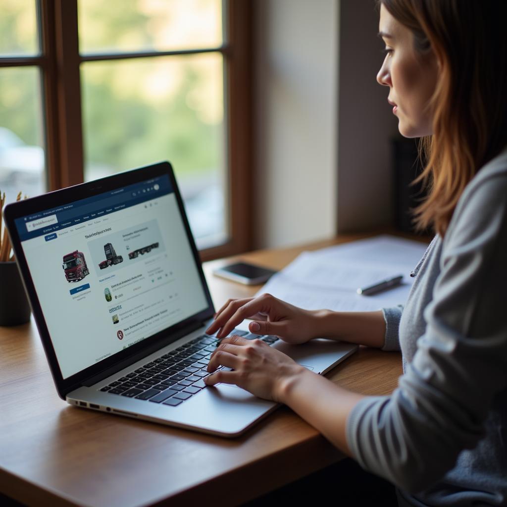 A job seeker actively searching for transporter hospital jobs on a laptop.