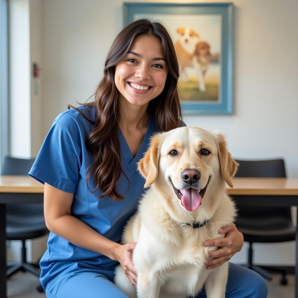 Happy Pet Owner at Live Oak Animal Hospital Midtown