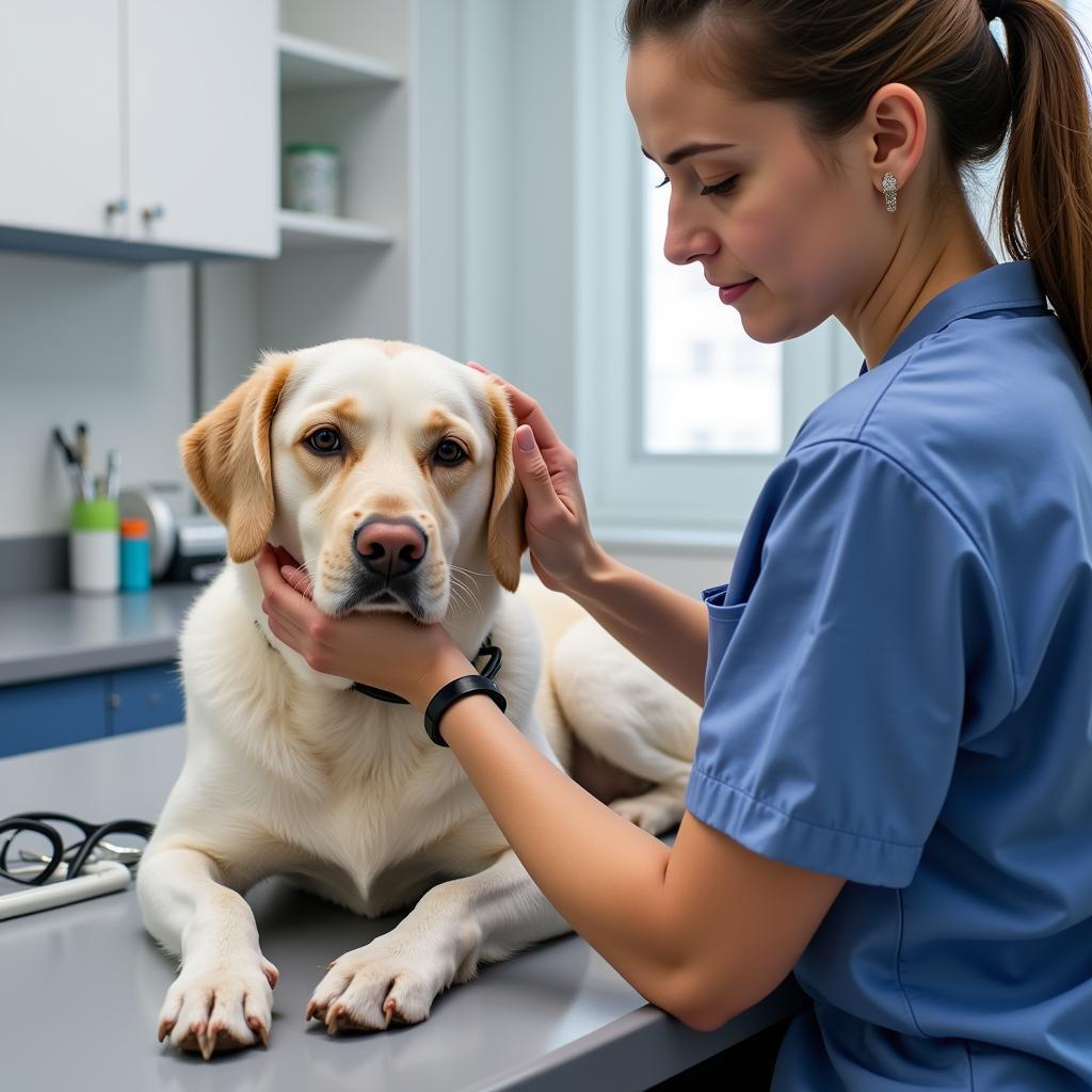 Veterinarian Examining a Dog at Live Oak Animal Hospital Midtown