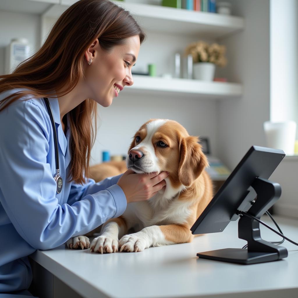 Caring Veterinarian with Dog in Lunenburg