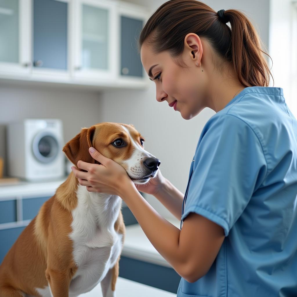 Caring Veterinarian Examining a Pet at a Mercer Island Vet Hospital