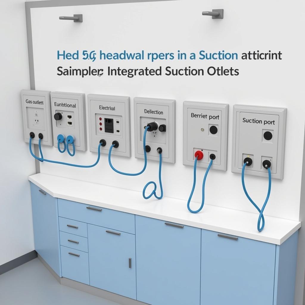 Modern hospital headwall with integrated suction