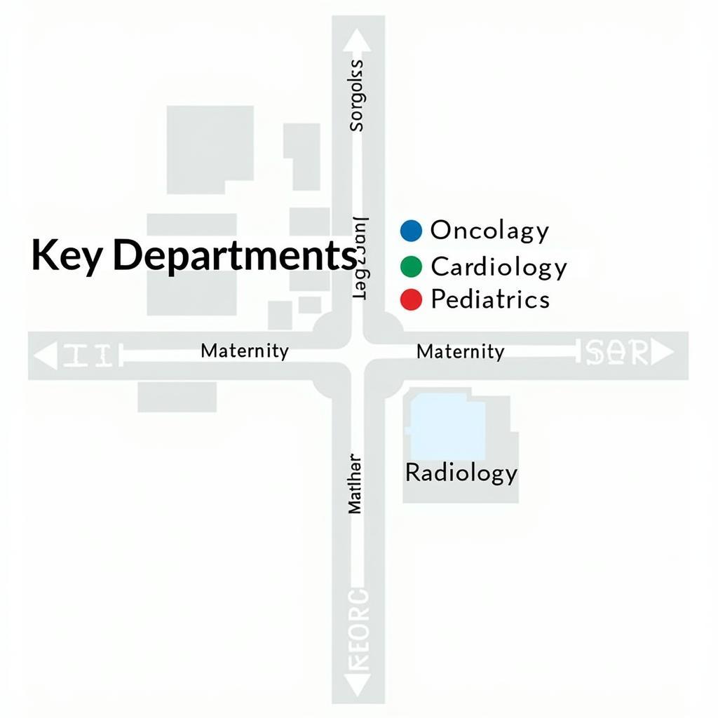 Map of Key Departments at Moses Cone Hospital