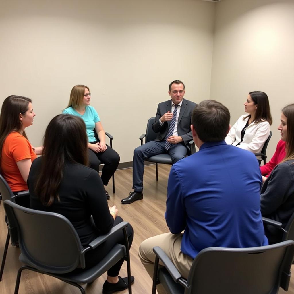 Group therapy session at a Northshore psychiatric hospital