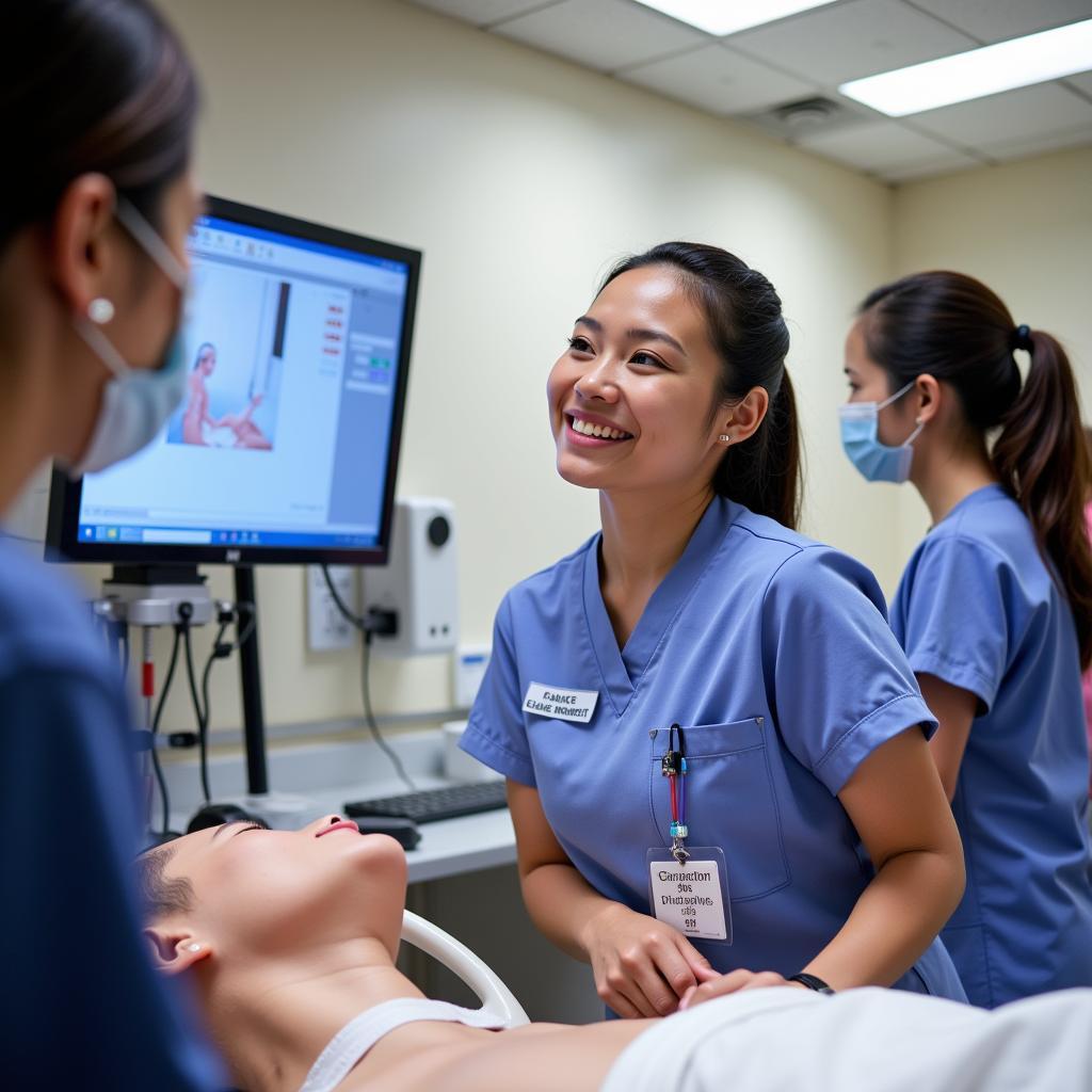 Nurse resident participating in a simulation training exercise at Medical City Dallas