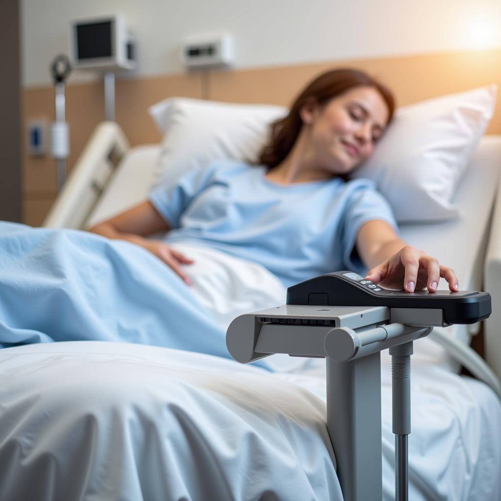 Patient Using Hospital Bed Controls