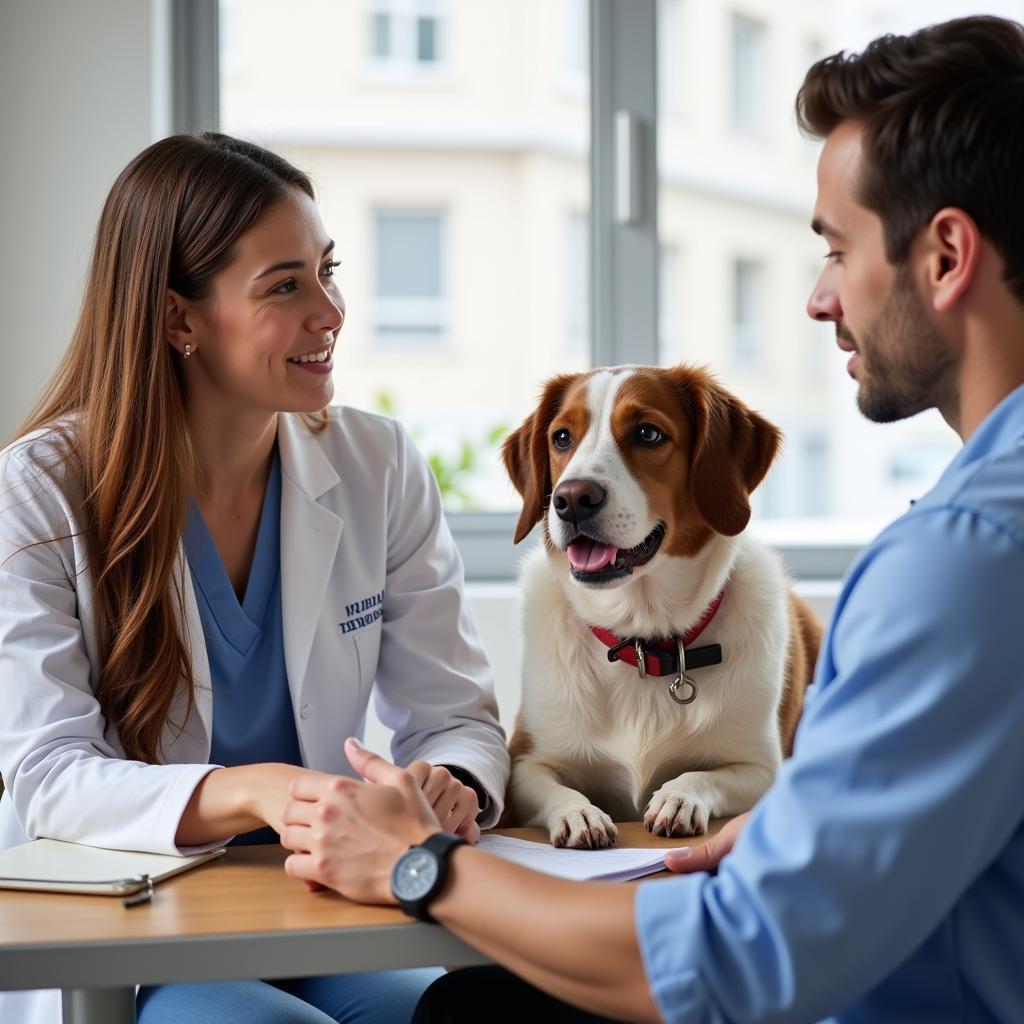 Pet Owner Discussing Costs with Vet