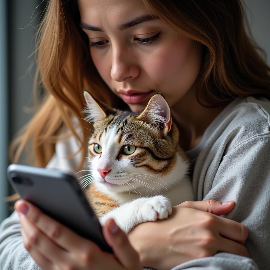 Pet Owner Reading Vet Reviews