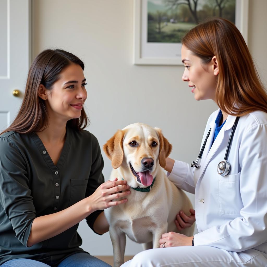 Pet Owner and Veterinarian Consultation