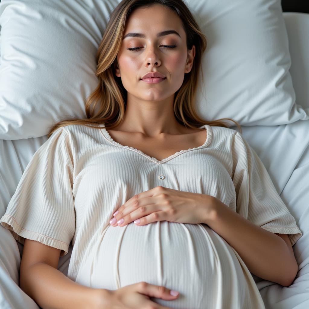 Pregnant Woman in Hospital Bed