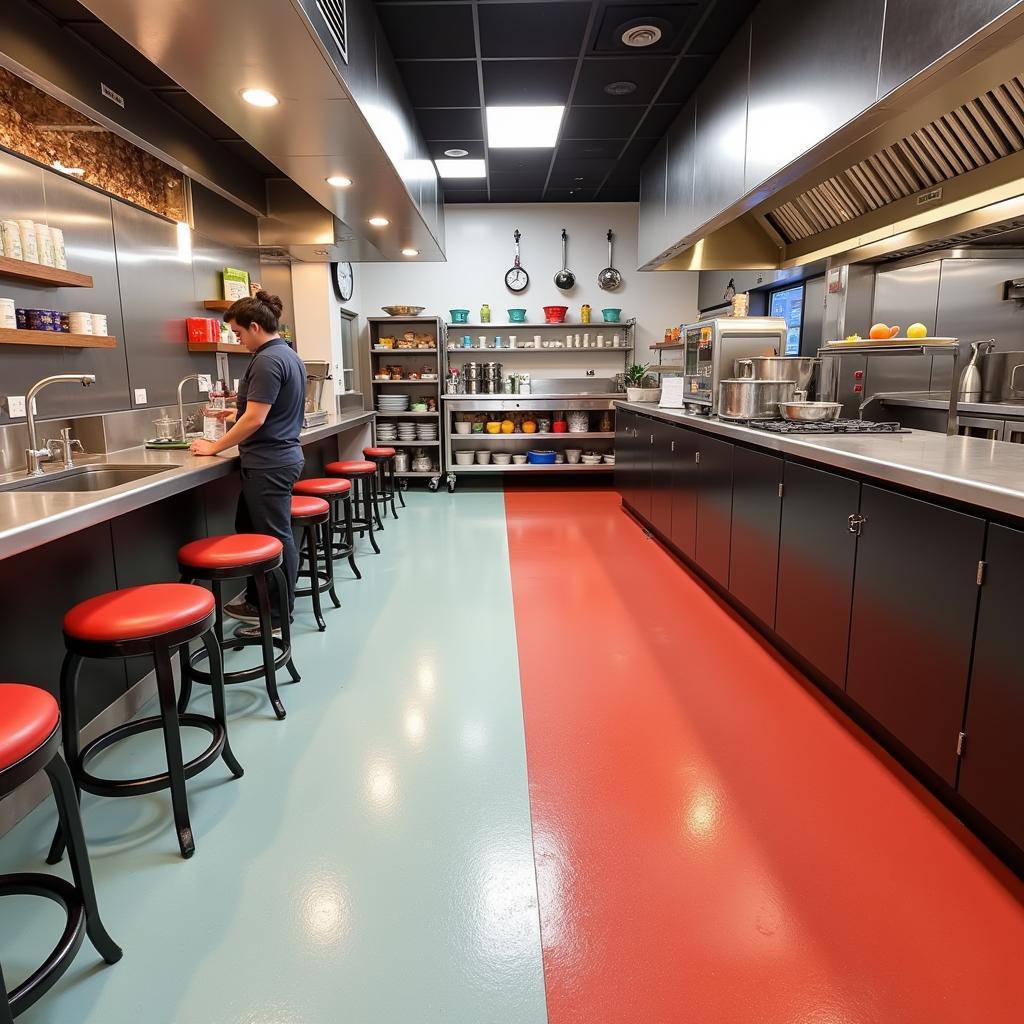 Durable Vinyl Flooring in Restaurant Kitchen