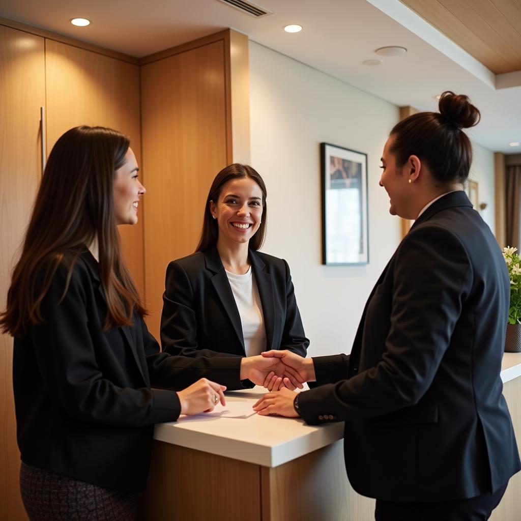 Satisfied Hotel Guest Checking In