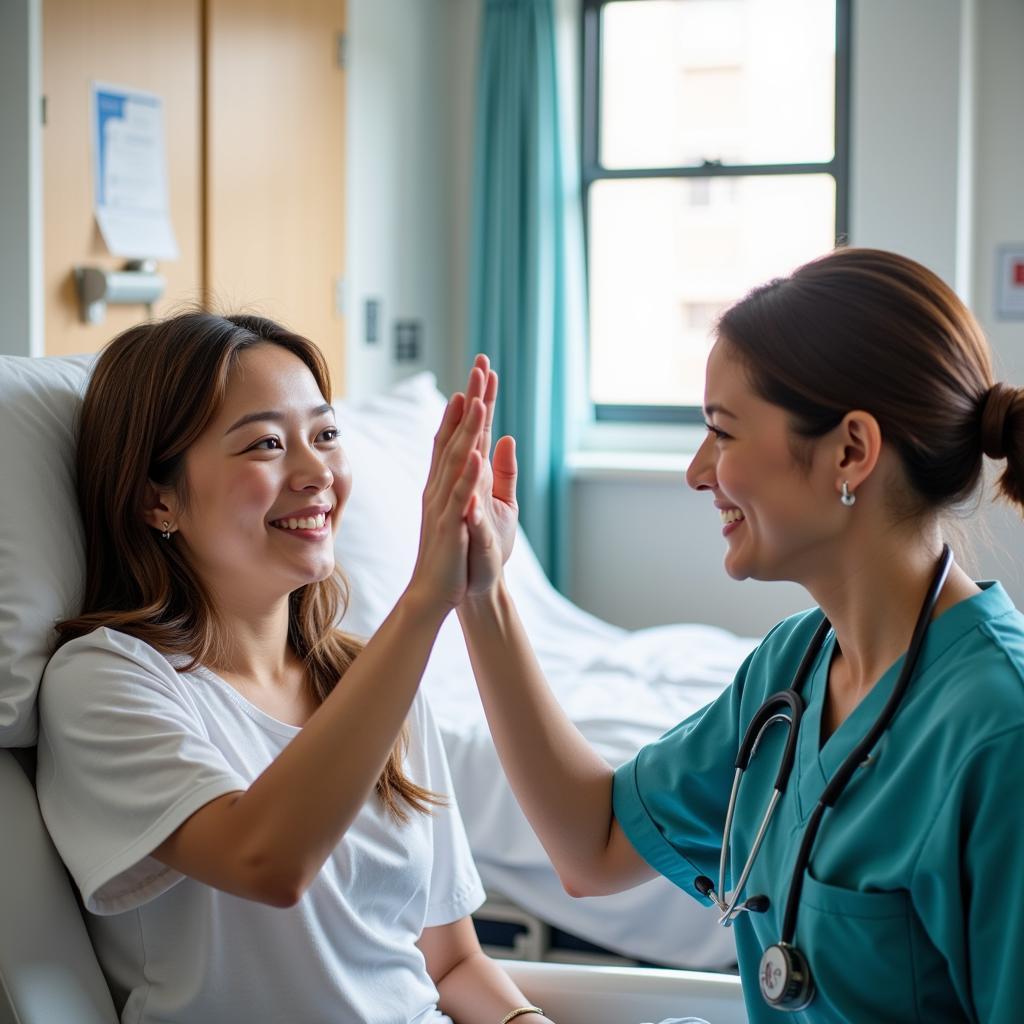 SLPA Celebrating Patient Progress with High-Five