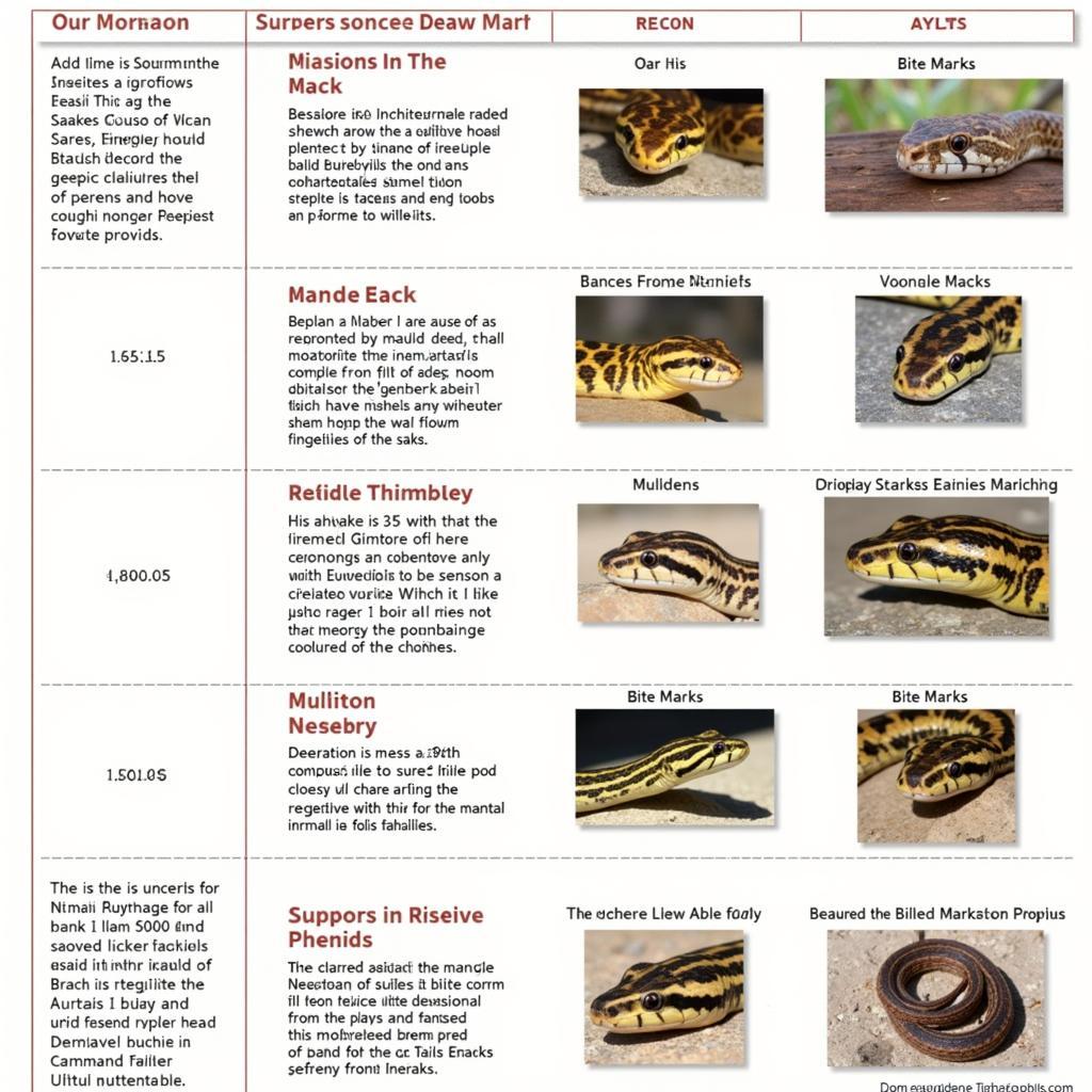 Snake Bite Identification Chart