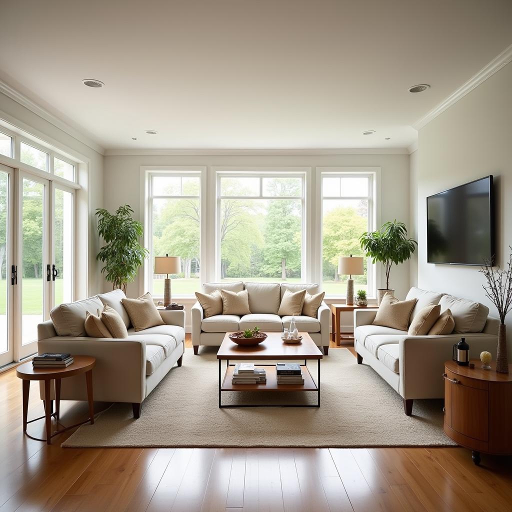 Spacious living room in a Good Samaritan Hospital apartment.