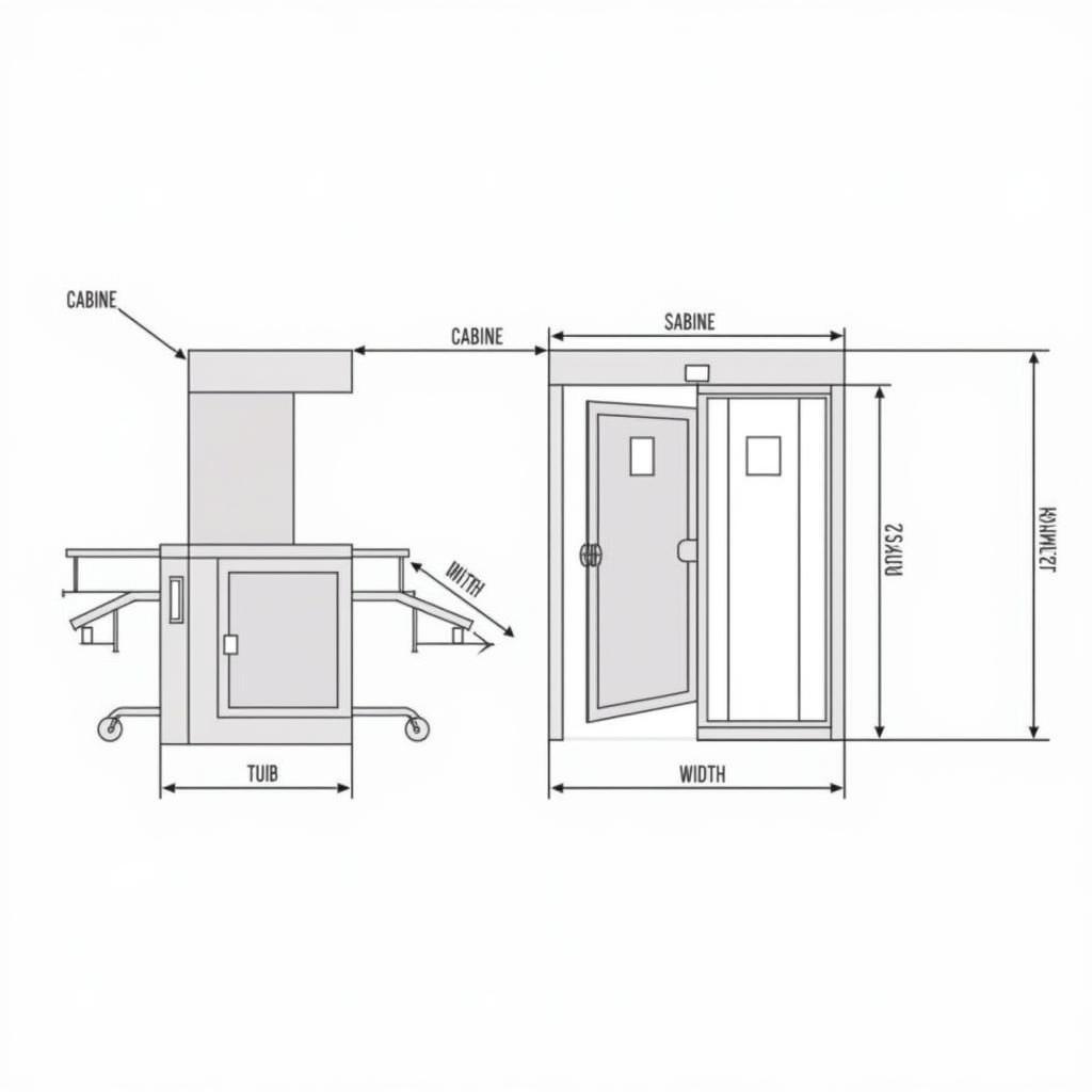 Diagram illustrating standard stretcher lift dimensions.