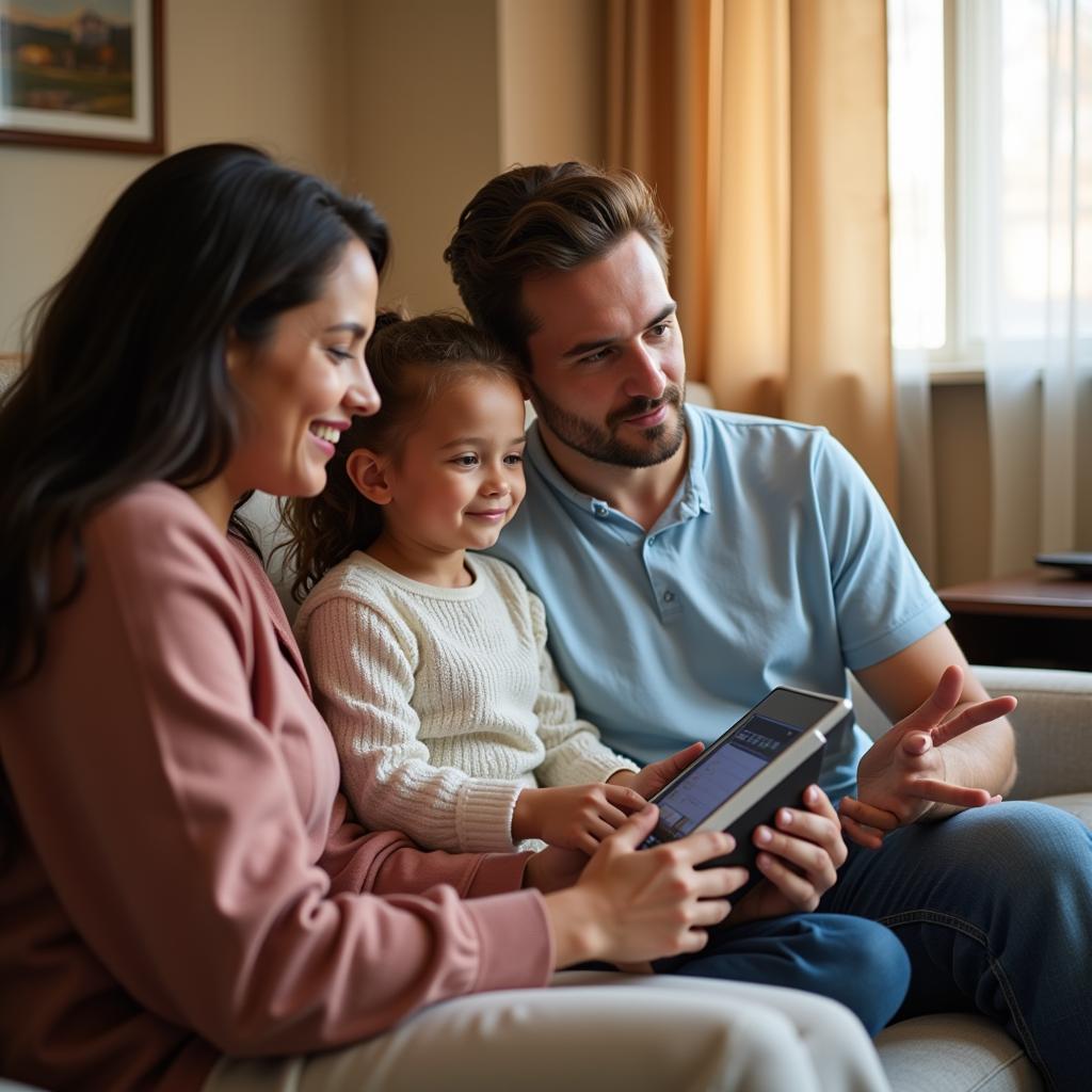 Family connecting with patient through video call at Gulf Coast Hospital