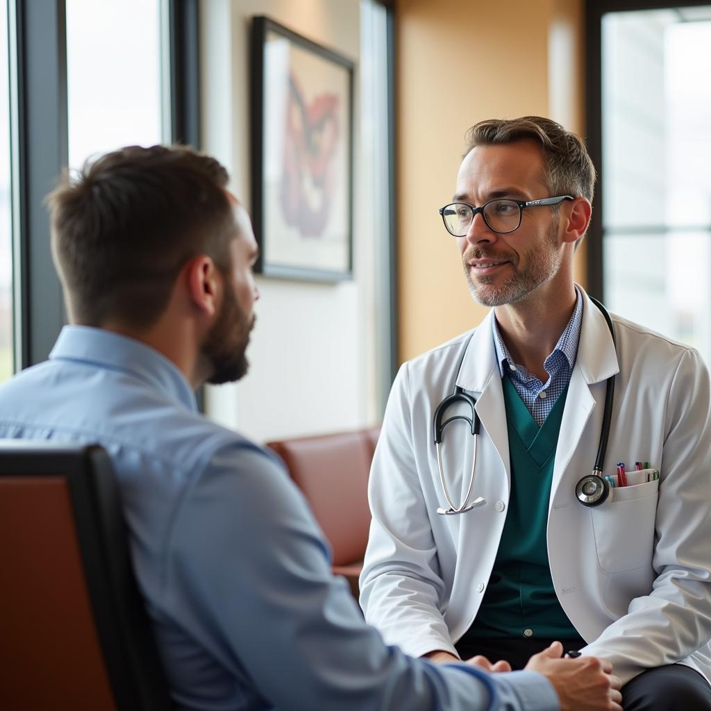 Doctor consulting with a patient at Valley Presbyterian Hospital urgent care