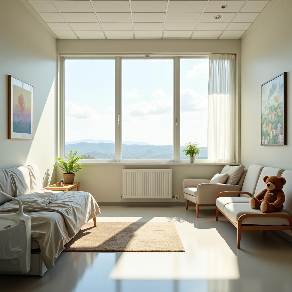 A comfortable and welcoming patient room at San Jose Hospital