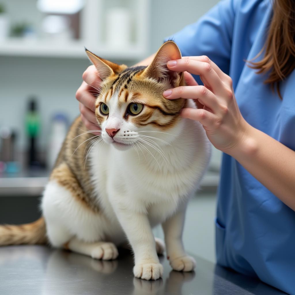 Veterinarian examining a cat at Berlin Township animal hospital