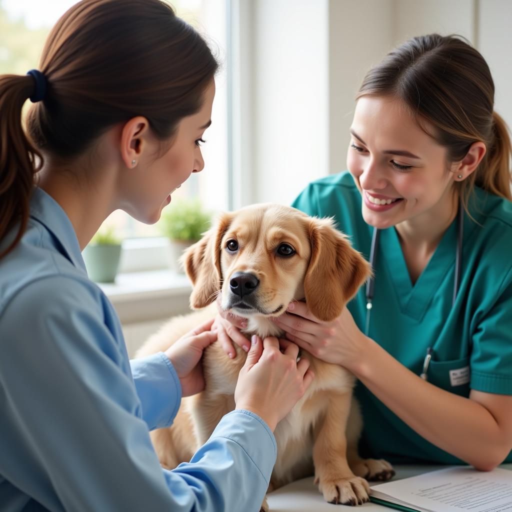 Veterinarian Examining a Dog