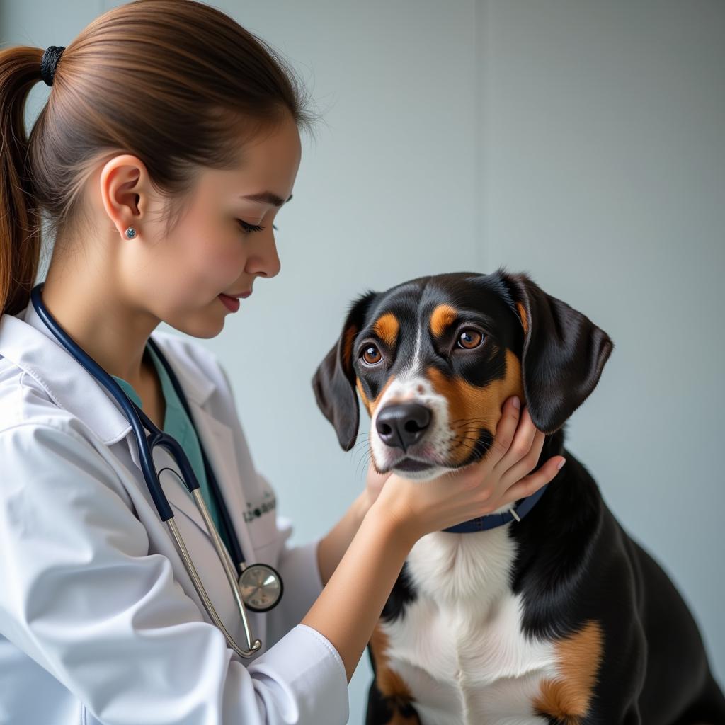 Veterinarian Examining a Dog