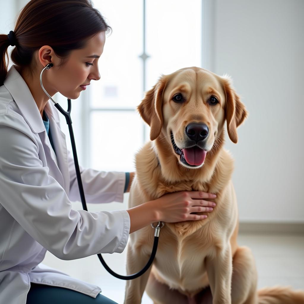 Veterinarian Conducting a Thorough Dog Exam