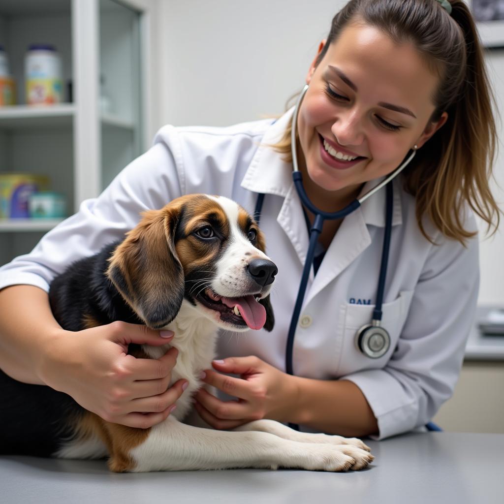 Veterinarian Examining a Dog in Hempstead