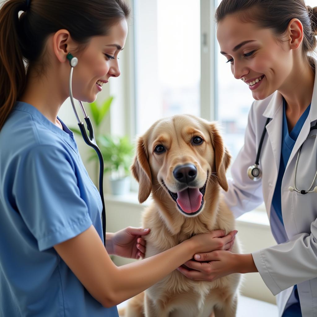 Veterinarian Conducting a Pet Exam