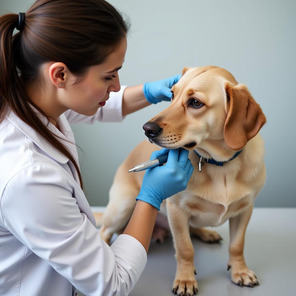 Veterinary Dermatologist Examining Dog's Skin