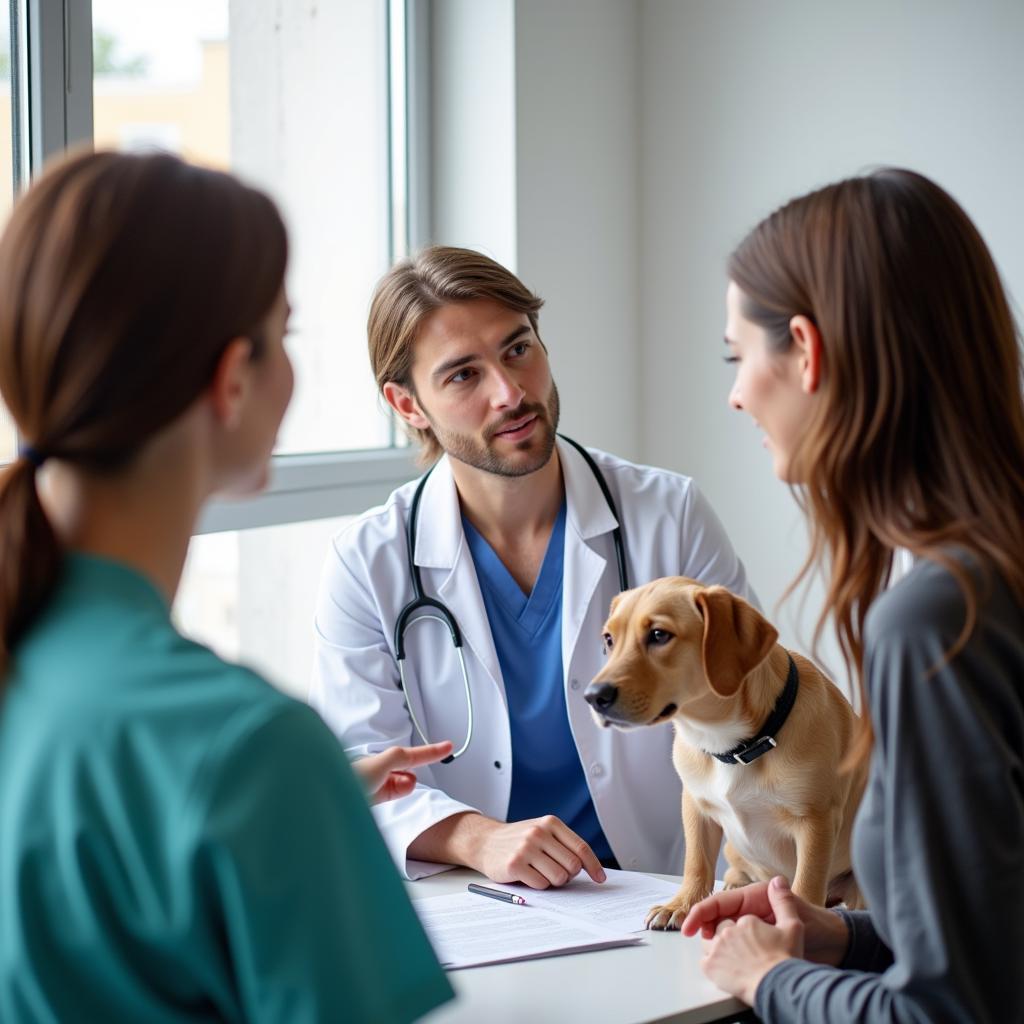 Veterinary Specialist Consulting with Pet Owner